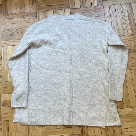 Caslon (Nordstrom brand) Oatmeal Long Sweater with Snap Detail Size Medium - Picture 2 of 4